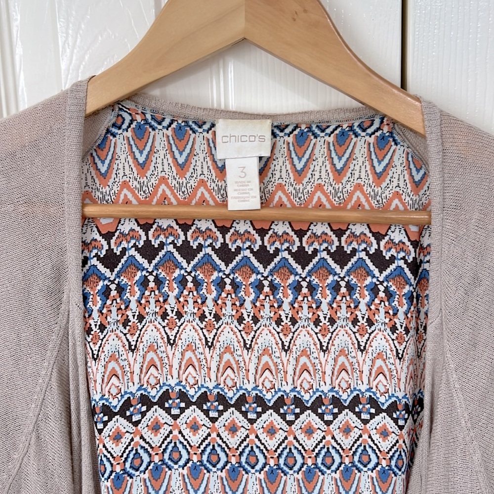 Chico's Tan Brown Open Front Pattern Back Bren Ca… - image 6